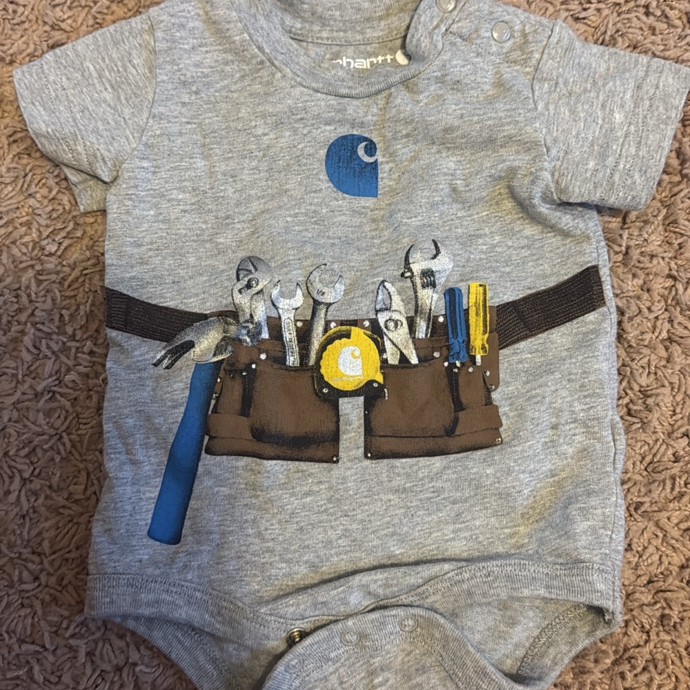 Carhartt Gray Onesie with Tool Graphic